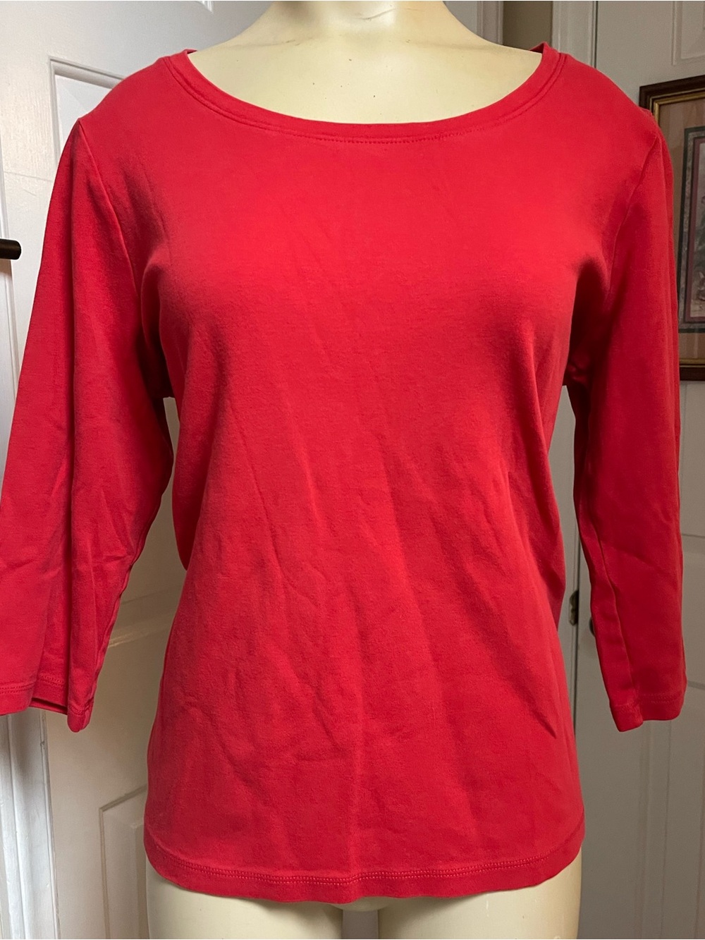 Isaac Mizrahi Red Boatneck 3/4 Sleeve Tee